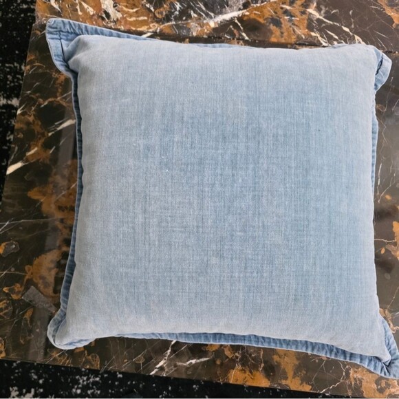 Pottery Barn Soft Washed Denim 20x20 Accent Throw Pillow Cover Worn Look - Picture 3 of 11